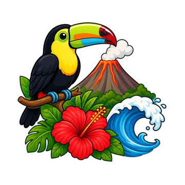 Toucan volcano sticker